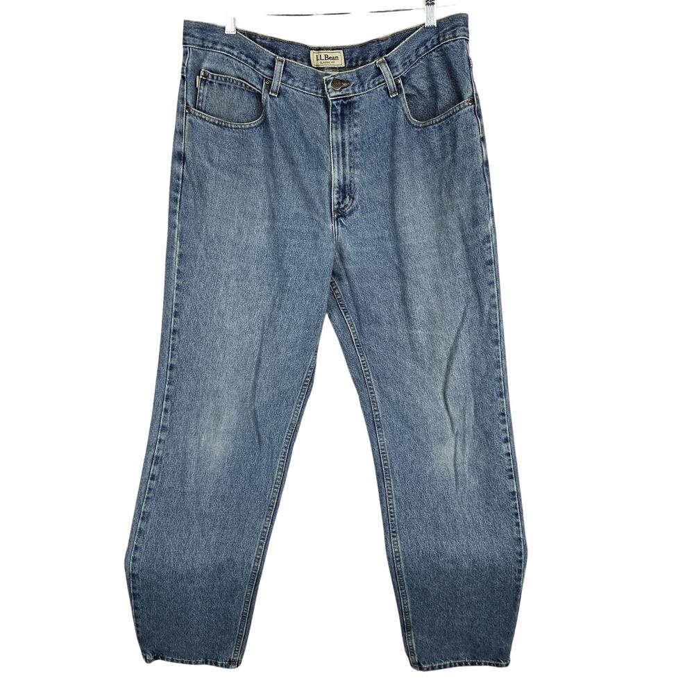 LL Bean Jeans Mens 38x33 Blue Classic Fit 100% Cotton Denim Straight Leg Pants